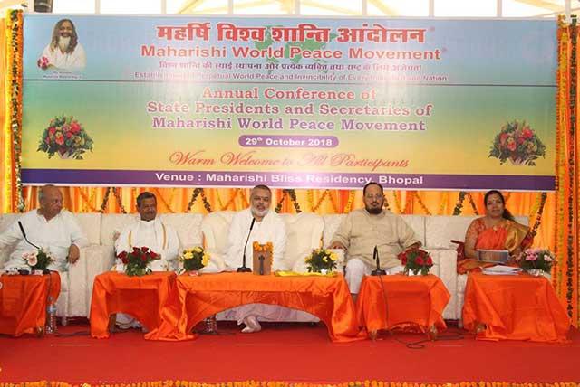 Annual Conference of State Presidents and Secretaries was organised on 29th October 2018 at Maharishi Bliss Residence, Bhojpur Road, Bhopal.

Presidents and Secretaries from 17 states have participated with about 150 district presidents and secretaries.

Brahmachari Girish Ji-the President of Maharishi World Peace Movement in his opening address said that ???the peace is the most needed requirement ... See more ??? with Brahmachari Girish.