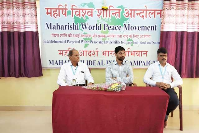 Today on 21 September 2019, World Peace Day Celebrated in School Premises. At the occasion Mr. Nitin SAdgir, S.D.O, Tumsar was The Chief Guest of Function. Mrs. Urmila Turkar (TGT) has given Introductory Speech of Maharishi World Peace Movement. Principal Dhirendra Purohit Welcome The Chief Guest by offering him a bouquet. Shree Guru Parampara Poojan was done after Guest's welcome. T.M. Teacher Mr. Akhil Mishra taken Pranayam and Group Practice of T.M. for All Students of Class IX & X with their Teachers. Speech regarding Maharishi World Peace Movement and his importance was explained by The Principal. Then Mr. Nitin Sadgir shared his valuable experience of Meditation in his speech. In the last OATH taking was done by the Principal. Mr. Umesh Chauhan has given Vote of Thanks. Kindly acknowledge the receipt for the same.